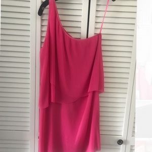 Michael Kors pink one shoulder cocktail dress